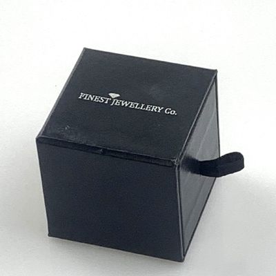 वेलवेट इंसर्ट पेपर ज्वेलरी गिफ्ट बॉक्स मैट ब्लैक सिल्वर स्टैम्पिंग स्क्वायर दराज डिजाइन