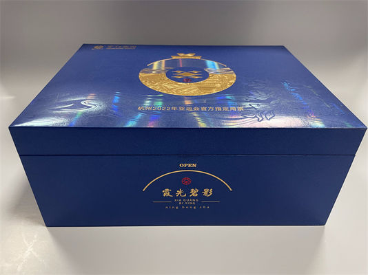 नीली एमडीएफ कागज उपहार बॉक्स कॉस्मेटिक के लिए चुंबकीय बॉक्स पैकेजिंग